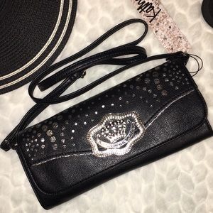 Kathy Van Zeeland Perferated Crossbody Purse Black